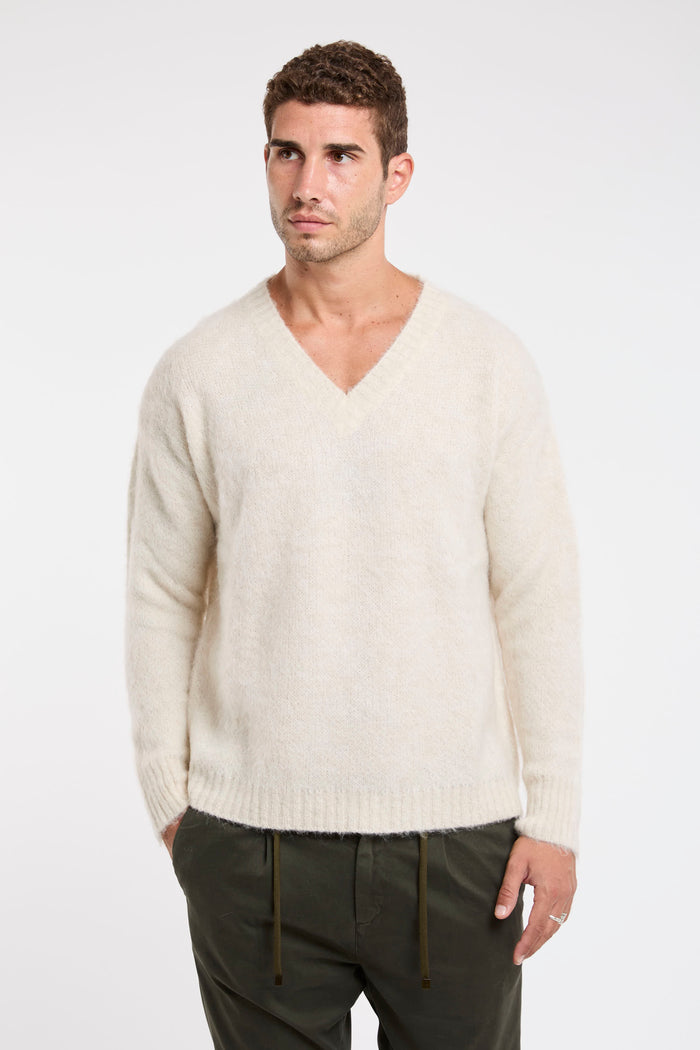 amanthe maglia scollo v misto mohair colore panna 9678