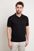 Kangra 3204 Polo in maglina seta e cotone manica corta nera