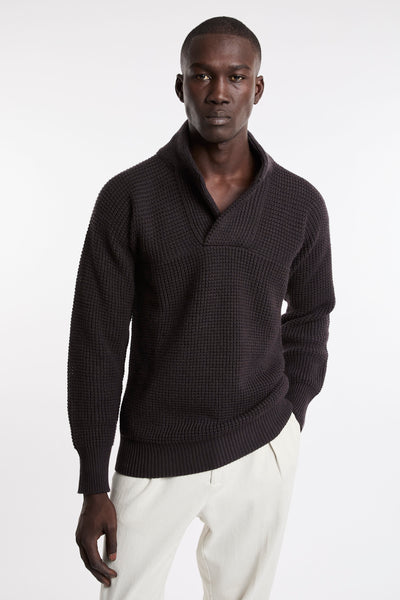 Kangra 4342 Brown Crossed Henley Sweater