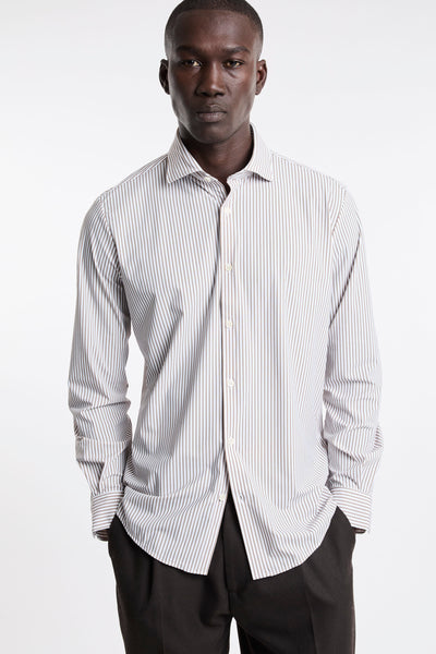 Alley Docks 4005 Camicia tecnica fantasia a bastoncino marrone