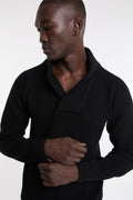 Kangra 4341 Black crossover henley sweater
