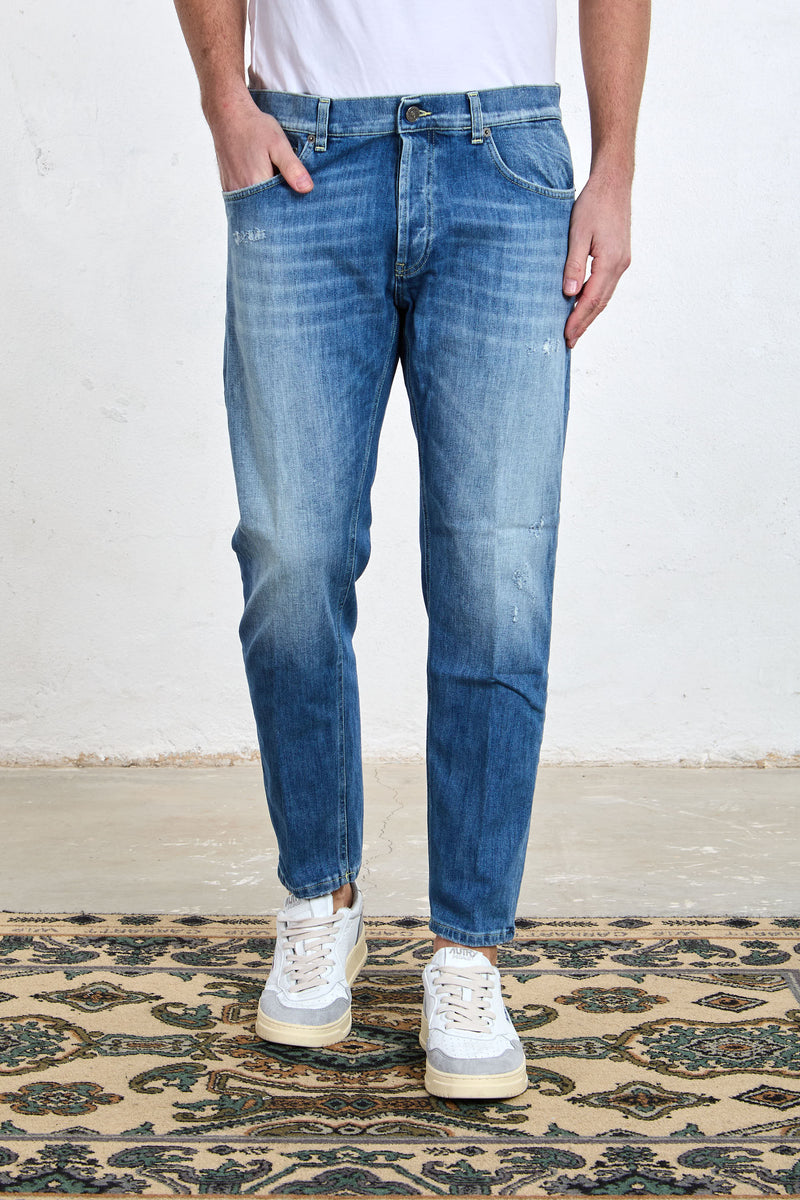dondup jeans dian vintage strappi carrot slim fit misto cotone colore denim 8158