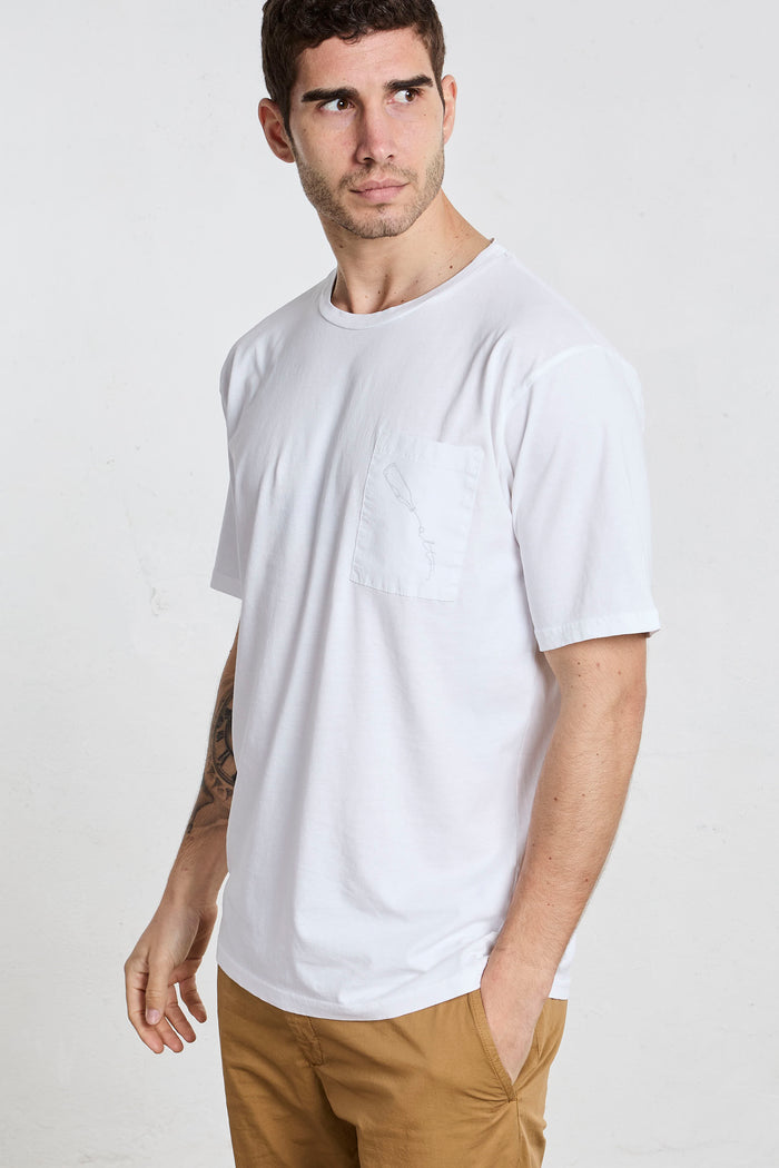 reworked t shirt giro collo tasca stampa cotone colore bianco 8389
