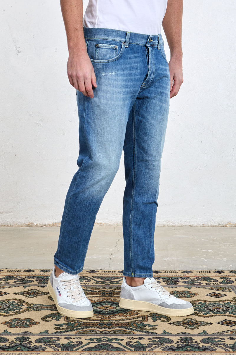 dondup jeans dian vintage strappi carrot slim fit misto cotone colore denim 8158