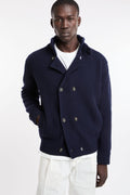 Kangra 4344 double-breasted ribbed cardigan in blue