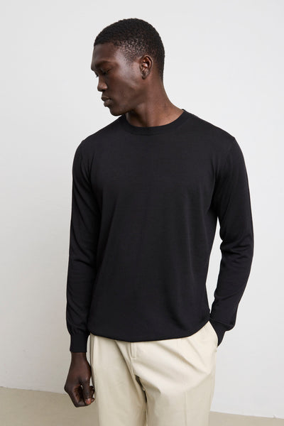 Kangra 3217 Black Silk and Cotton Long Sleeve T-Shirt