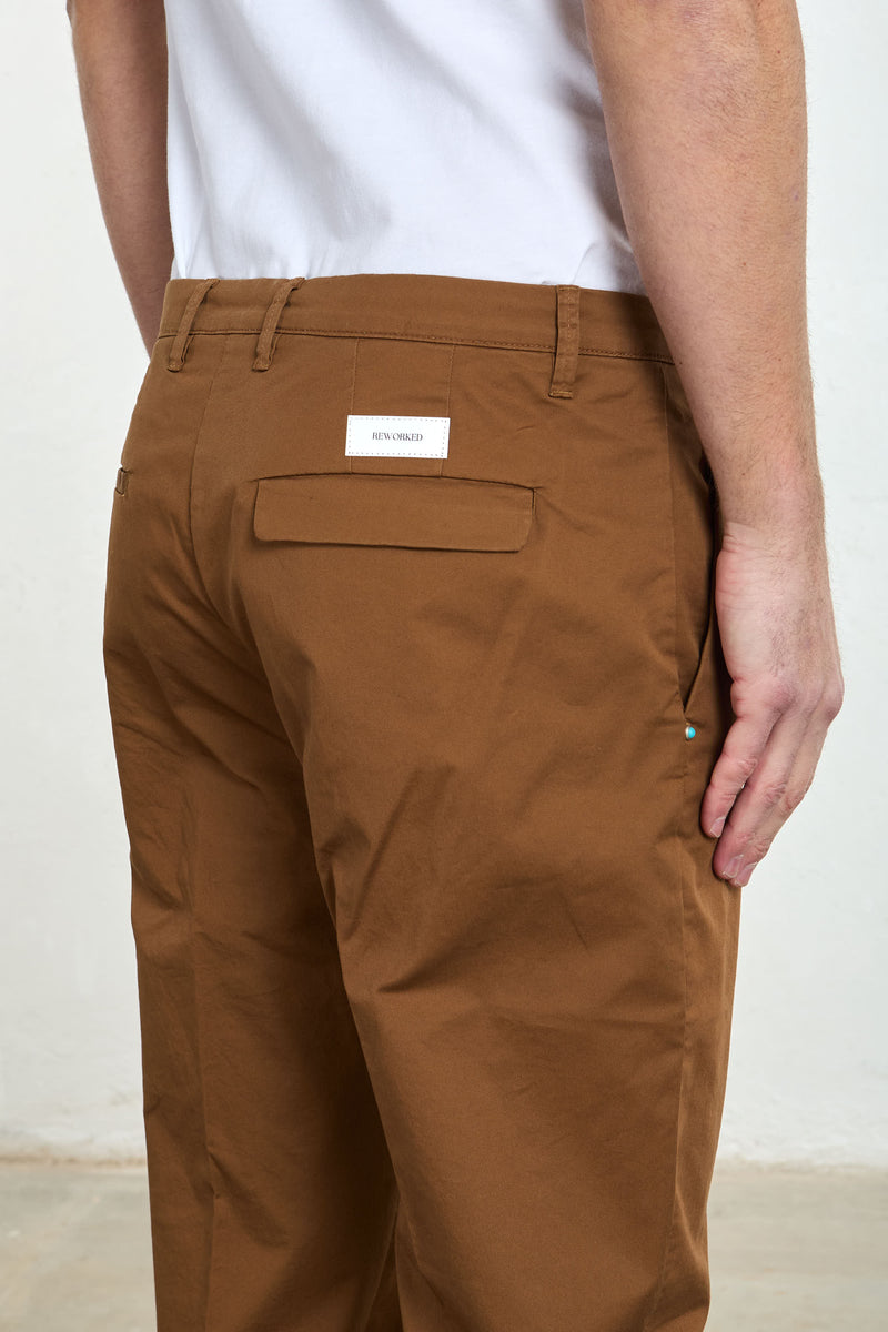 reworked pantalone tester misto cotone colore marrone 8392