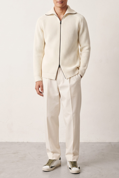 Tagliatore 4590 Dundret high-neck cream cardigan