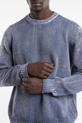Arovescio 4034 Maglione a costa inglese reversibile indaco