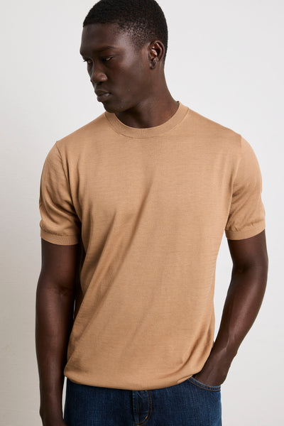 Kangra 3212 Tobacco Cotton and Silk Jersey T-Shirt