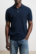 Reworked 3449 Short-sleeved wide-rib polo shirt in blue jersey