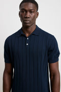 Reworked 3449 Short-sleeved wide-rib polo shirt in blue jersey