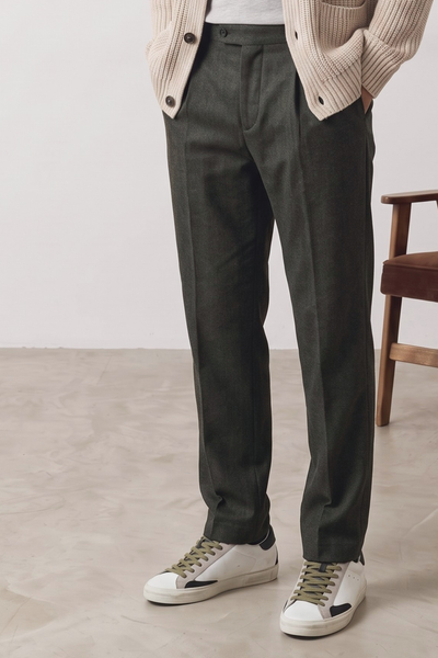 Cruna 4171 Belleville green tweed trousers