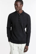 Hamaki-Ho 4298 black chenille polo sweater