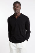 Reworked 4689 black jersey knit derby polo