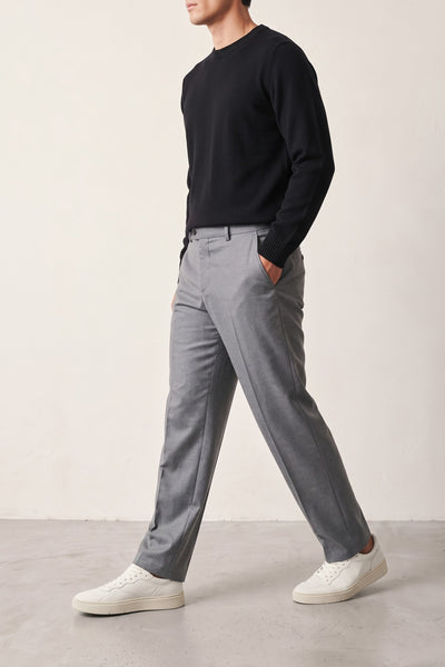 Cruna 4173 Light Grey Wool Mid Town Trousers