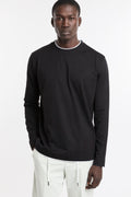 Hamaki-Ho 4267 long-sleeve T-shirt with double-layered edges in black