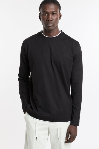 Hamaki-Ho 4267 T-shirt manica lunga con doppi bordi nera