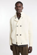 Kangra 4343 double-breasted cream-colored English rib cardigan