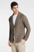 OutFit Single-Breasted Knit Jacket Mixed Cotton Mud Color
