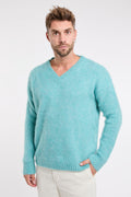 Amanthe 7185 Fluo Green Mohair Blend Hooded Sweater