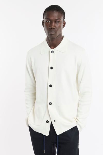 Hamaki-Ho 4302 Cardigan rasato panna con colletto