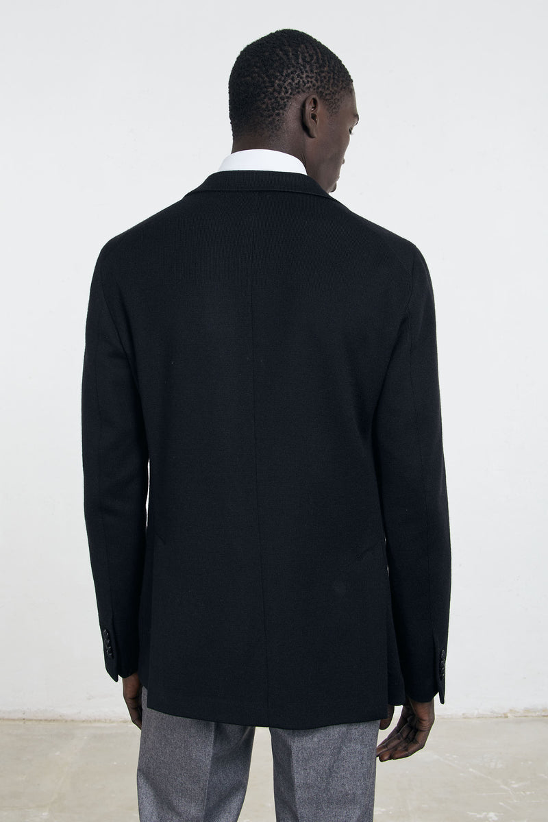 tagliatore giacca in jersey due bottoni semi sfoderata misto lana colore nero 7712