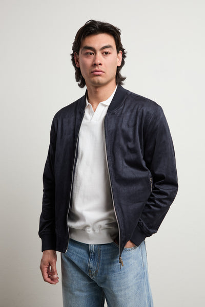 Hamaki-Ho 3180 blue alcantara bomber jacket
