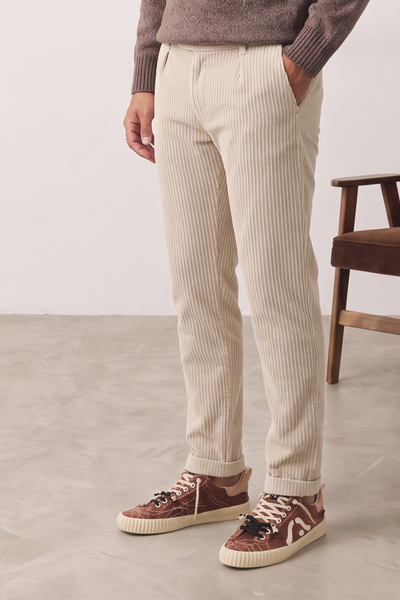 Reworked 4727 Pantalone Dioup in velluto a coste stucco