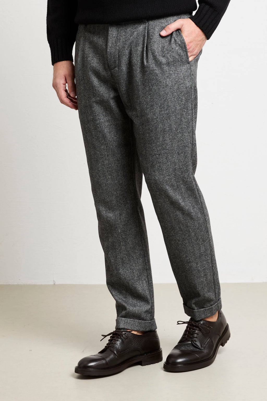 Reworked 2509 Pantalone grigio Volo fantasia in lana