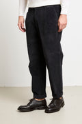 Reworked 2511 Pantalone nero Blick microfantasia in velluto