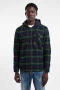 Alley Docks 4011 Shacket con cappuccio in tartan blu