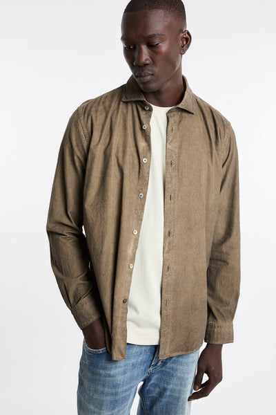 Alley Docks 4007 Camicia in velluto a costine marrone délavé