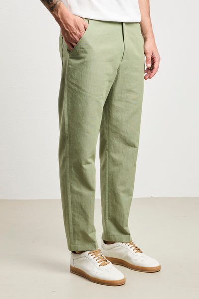 Be Able 3091 Pantalone Dylan in lino verde