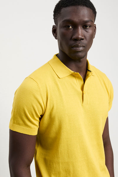 Hamaki-Ho 3187 Yellow Knit Short Sleeve Polo Shirt