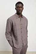 Keeling 3238 Camicia manica lunga in lino moka