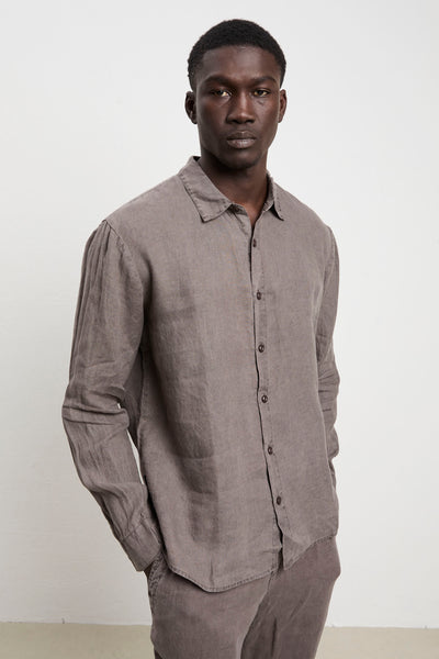 Keeling 3238 Moka Linen Long Sleeve Shirt
