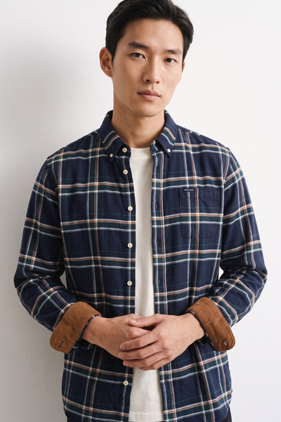 Barbour 4068 Camicia Fortrose tartan blu in flanella