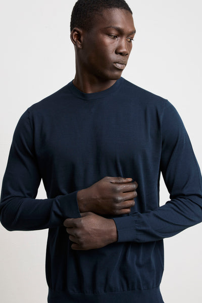 Kangra 3201 Long Sleeve Silk and Cotton Shirt in Blue