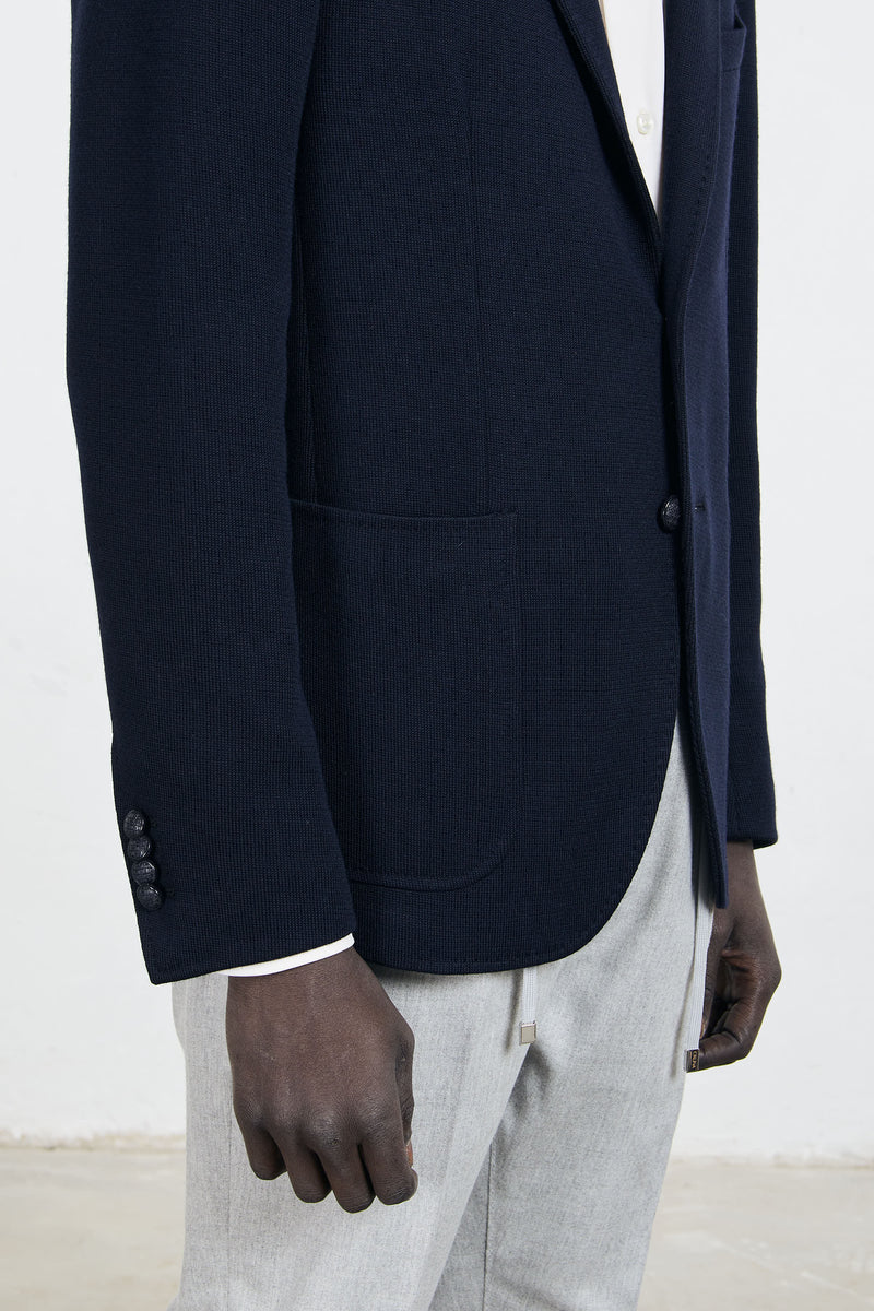 tagliatore giacca in jersey due bottoni semi sfoderata misto lana colore blu 7710