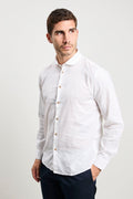 Hamaki-Ho 3161 Camicia manica lunga in lino bianca
