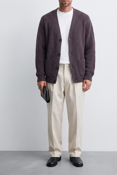 Reworked 4680 Cardigan costa inglese prugna