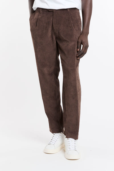 Reworked 4667 Pantalone Belfort in velluto a coste marrone