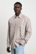 Officina 36 - 3345 Camicia a maniche lunghe fantasia bastoncino marrone