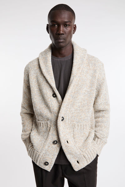 Kangra 4332 Cream melange shawl collar cardigan