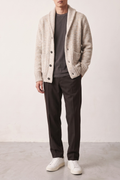 Kangra 4332 Cream melange shawl collar cardigan