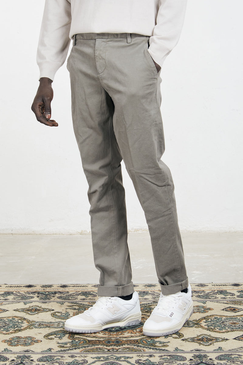 dondup pantalone gaubert misto cotone colore grigio 7052