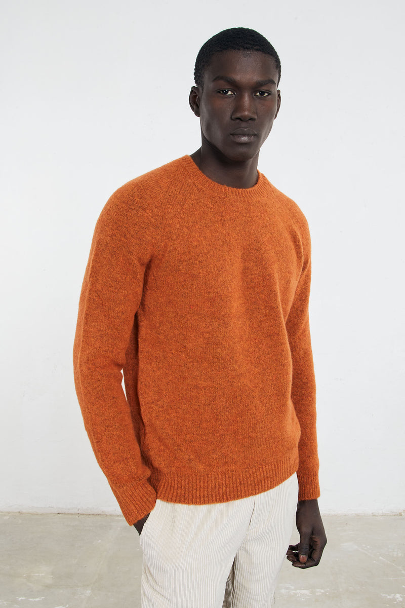 raw lab maglia girocollo melange misto lana colore arancione 7515