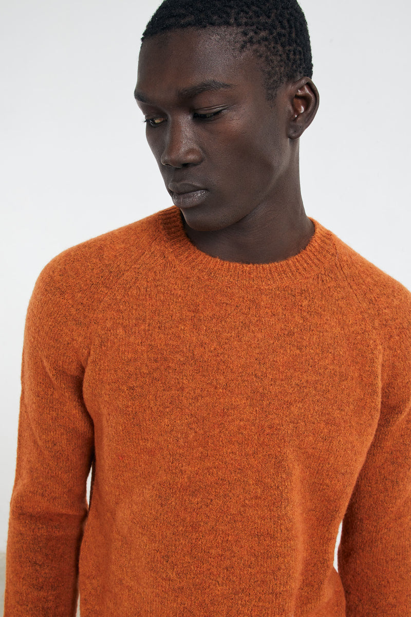 raw lab maglia girocollo melange misto lana colore arancione 7515