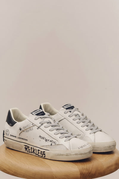 Crime London 4161 Sneakers Distressed bianca con scritte